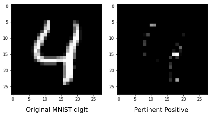 Pertinent postive of an MNIST digit